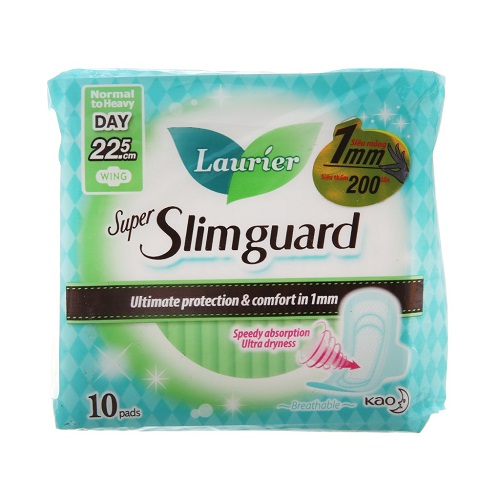 Băng Vệ Sinh Laurier Super Slimguard Siêu Mỏng Bảo Vệ 1mm 22.5cm 10 PCS