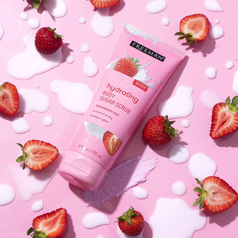 Tẩy Tế Bào Chết Body Freeman Hydrating Strawberry Milk Body Sugar Scrub Hương Sữa Dâu 175ml