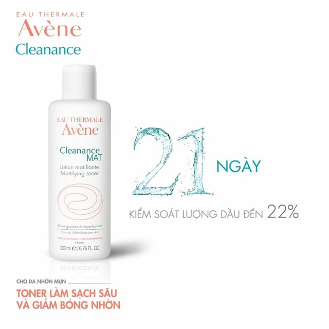 Nước Hoa Hồng Avene Cleanance Mat Mattifying Giảm Bóng Nhờn Cho Da Nhờn Mụn 200ml