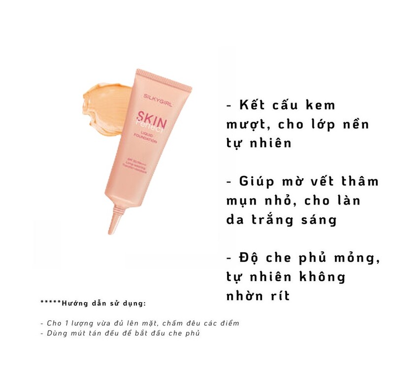 Kem Nền Silkygirl Skin Perfect Liquid Foundation SPF 30/PA+++ 01 Light Màu Sáng 25ml