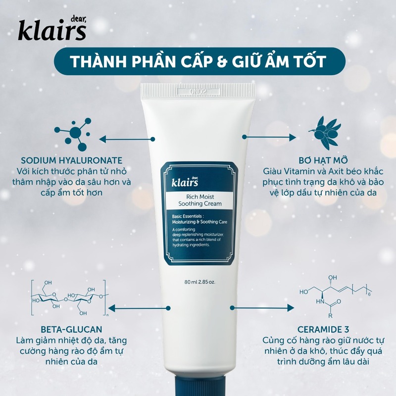 Kem Dưỡng Klairs Rich Moist Soothing Cream 80ml