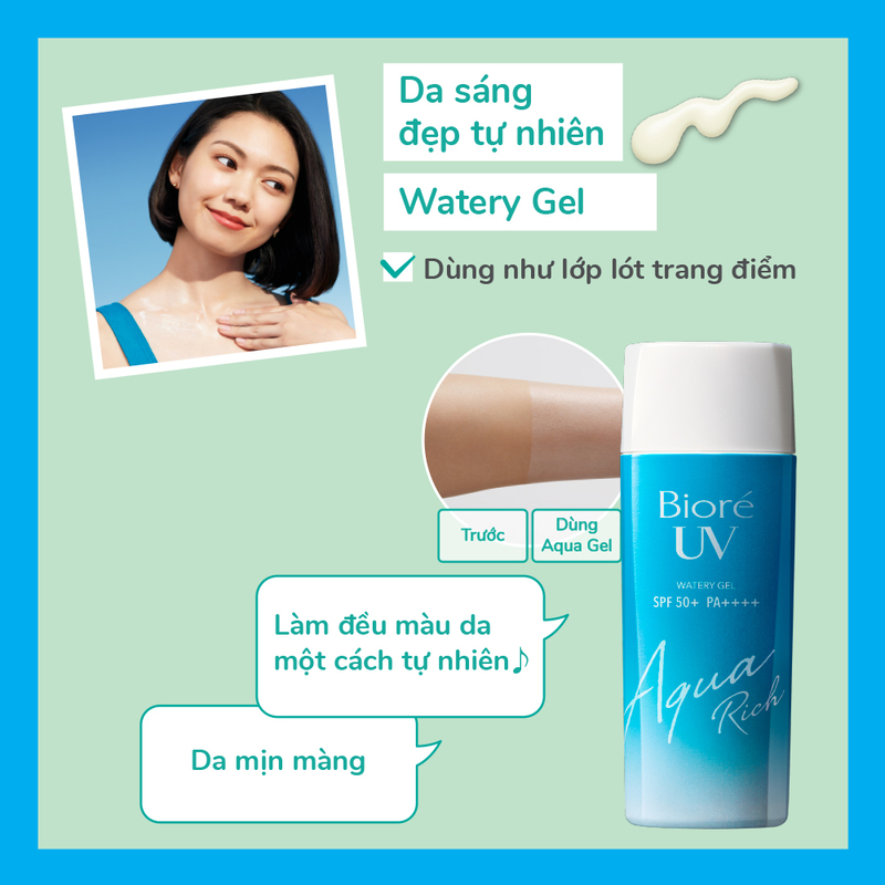 Gel Chống Nắng Biore UV Aqua Rich Watery Gel SPF50+ PA++++ Màng Nước Dưỡng Ẩm 90ml