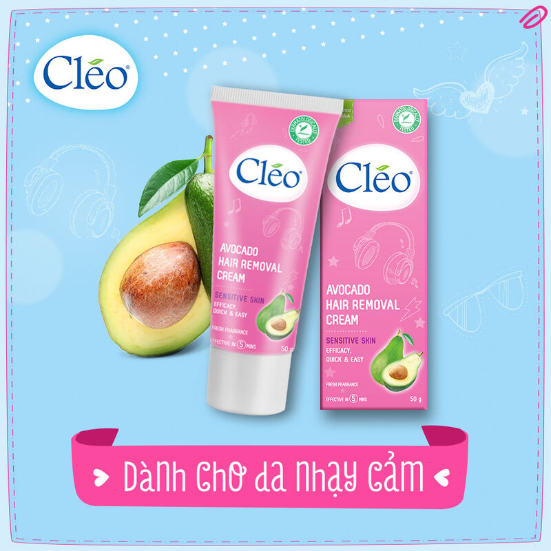 Kem Tẩy Lông Cléo Avocado Hair Removal Cream Sensitive Skin Màu Hồng 50g