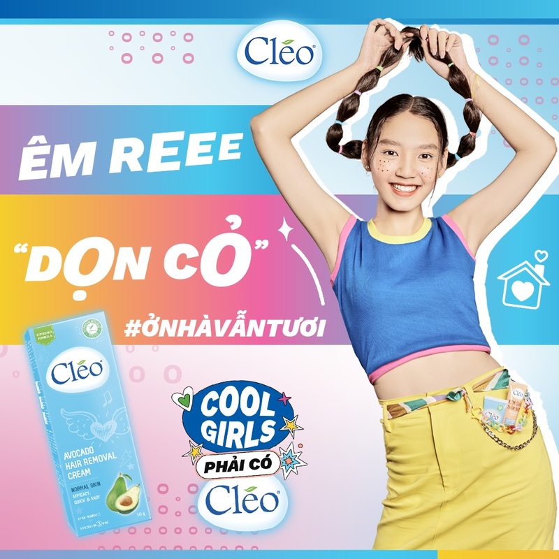 Kem Tẩy Lông Cléo Avocado Hair Removal Cream Normal Skin Màu Xanh 50g