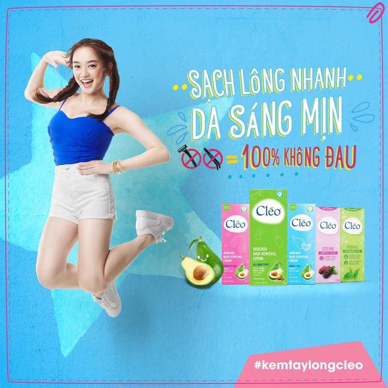 Kem Tẩy Lông Cléo Avocado Hair Removal Cream Normal Skin Màu Xanh 50g