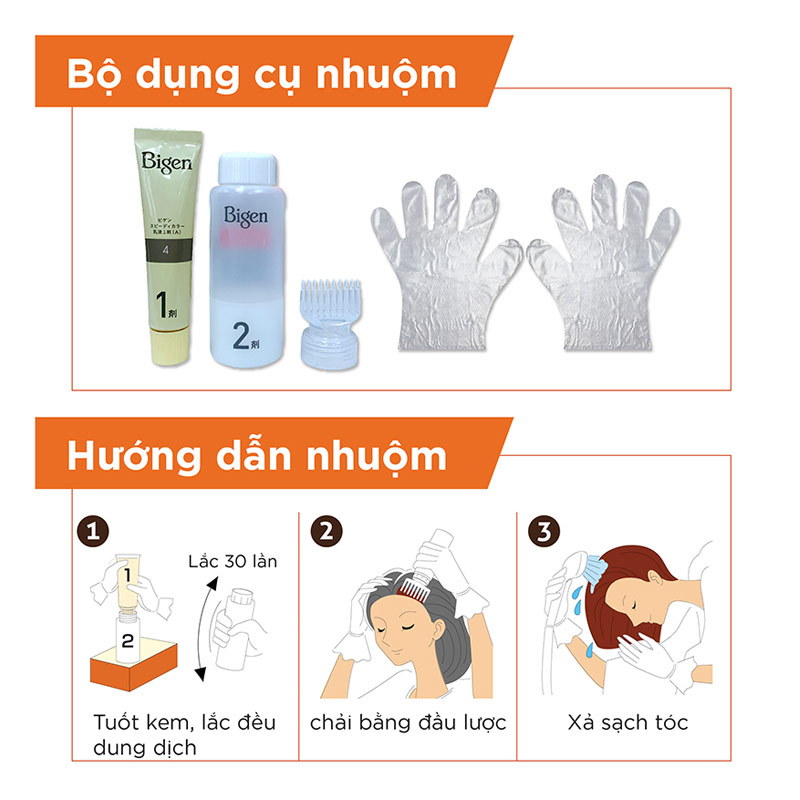 Kem Nhuộm Tóc Phủ Bạc Bigen Speedy Color Milky Màu Nâu 80g