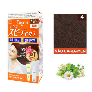 Kem Nhuộm Tóc Phủ Bạc Bigen Speedy Color Milky Màu Nâu Caramen 80g