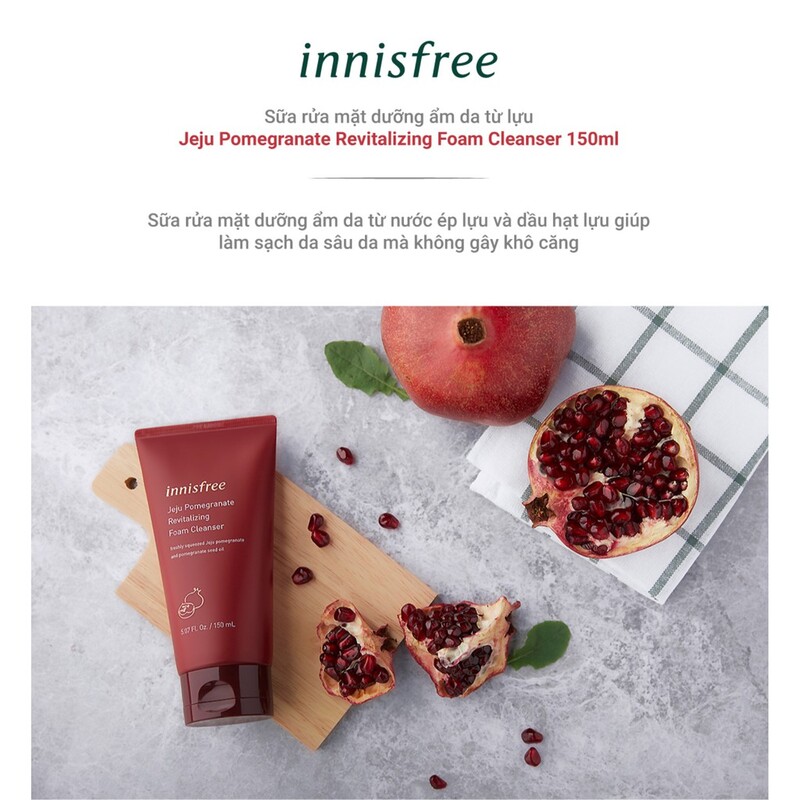 Sữa Rửa Mặt Innisfree Lựu Đỏ Jeju Pomegranate Revitalizing 150ml