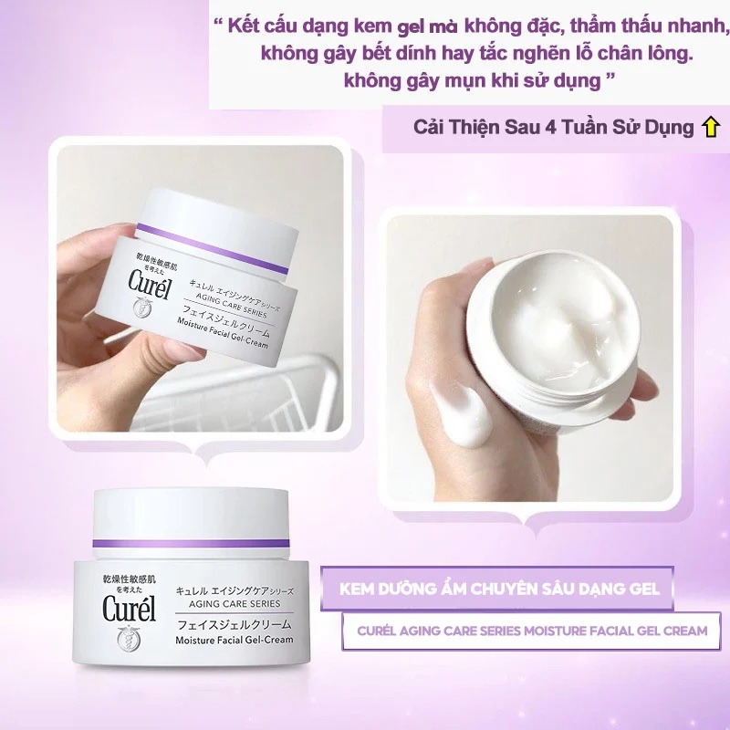 Gel Dưỡng Ẩm Curél Aging Care Series Moisture Gel-Cream Chuyên Sâu Cho Da Lão Hóa 40g