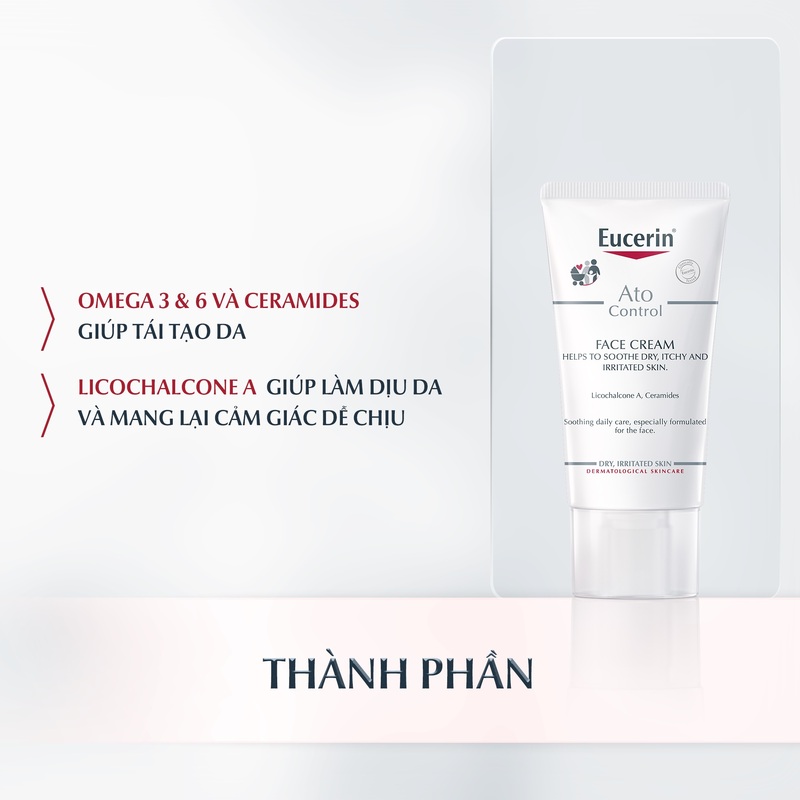 Kem Dưỡng Eucerin Ato Face Cream Giúp Phục Hồi Và Tái Tạo Cho Da Nhạy Cảm 50ml