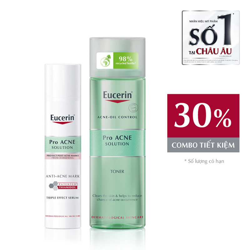 Bộ Sản Phẩm Eucerin Pro ACNE Solution Triple Effect Serum + Toner Giúp Giảm Thâm Mụn & Dưỡng Sáng Da