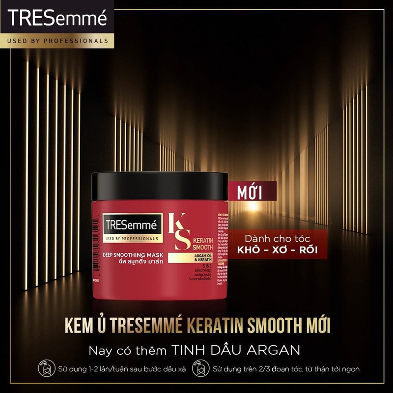 Kem Ủ Tóc Tresemmé Keratin Smooth Argan Oil & Keratin Deep Smoothing Mask Suôn Mượt 180ml