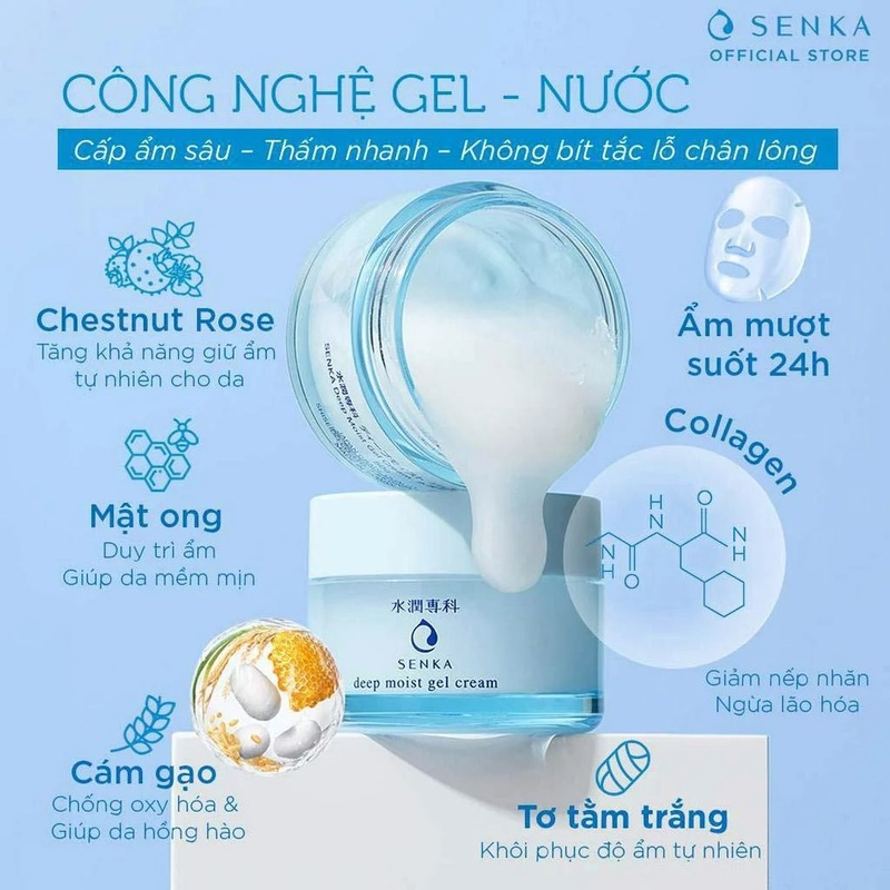Kem Dưỡng Senka Deep Moist Gel Cream Cấp Ẩm Chuyên Sâu Dạng Gel 50g
