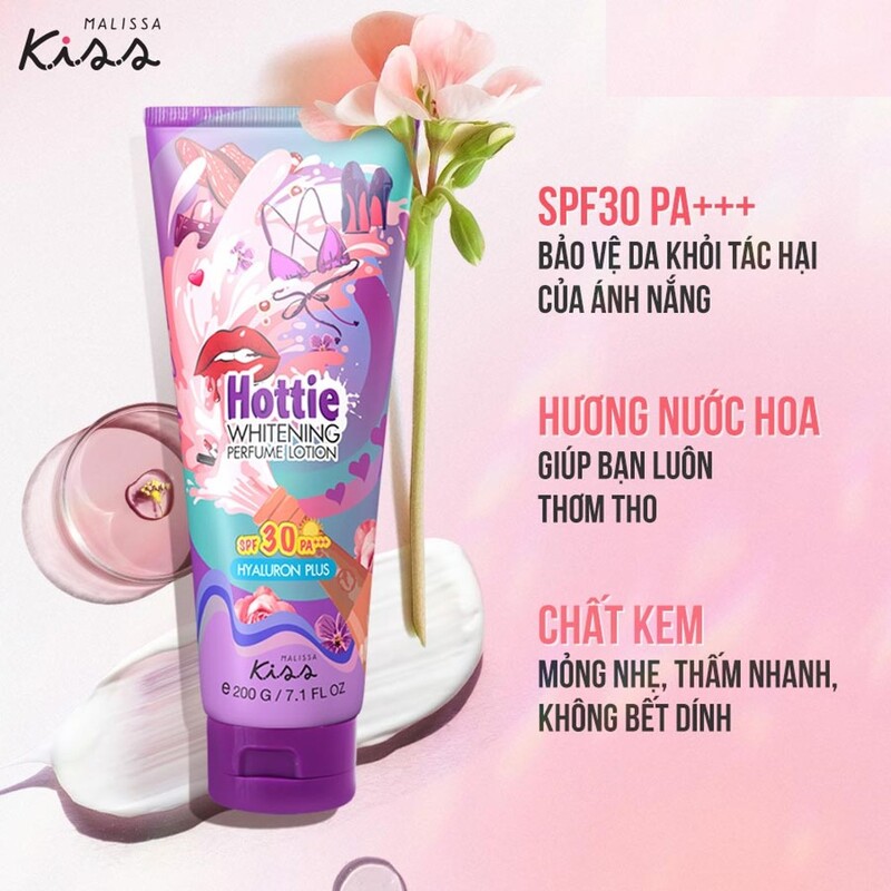 Sữa Dưỡng Thể Chống Nắng Malissa Kiss Hottie Whitening Perfume Lotion SPF30 PA+++ Hương Nước Hoa 200g