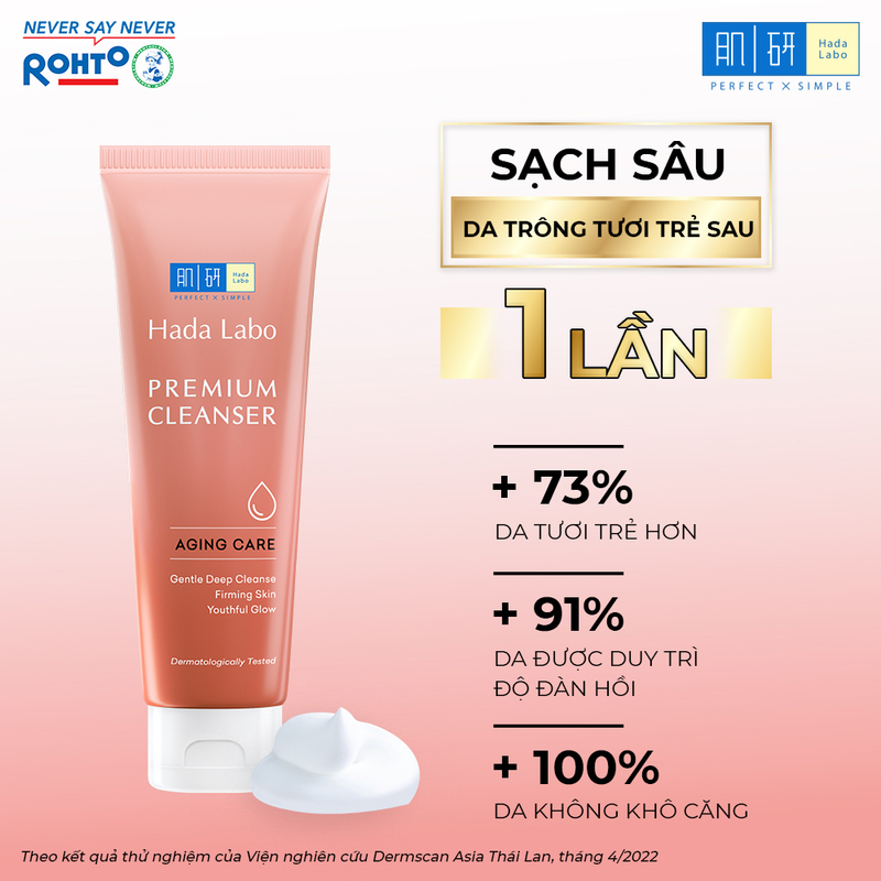 Sữa Rửa Mặt Hada Labo Premium Cleanser Aging Care Chăm Sóc Da Lão Hóa Cao Cấp 100g
