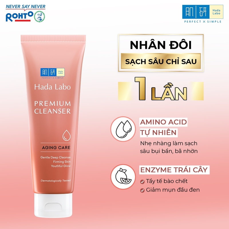 Sữa Rửa Mặt Hada Labo Premium Cleanser Aging Care Chăm Sóc Da Lão Hóa Cao Cấp 100g