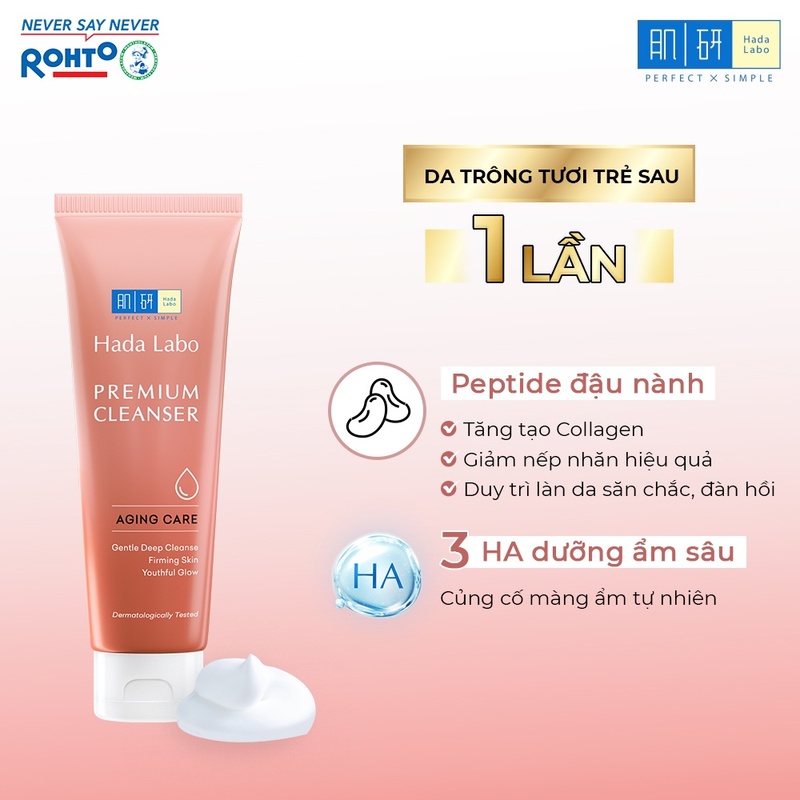 Sữa Rửa Mặt Hada Labo Premium Cleanser Aging Care Chăm Sóc Da Lão Hóa Cao Cấp 100g