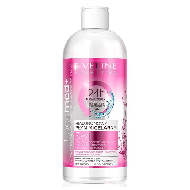 Nước Tẩy Trang Eveline Hyaluronic Micellar Water Dưỡng Ẩm 400ml