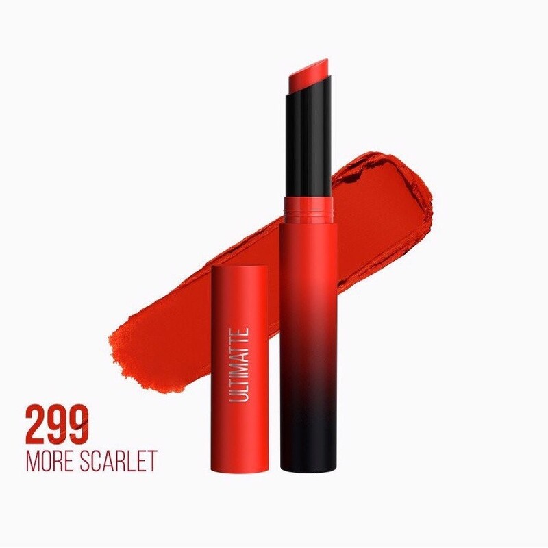 Son Thỏi Maybelline Ultimatte Mịn Môi Siêu Nhẹ 299 More Scarlet 1.7g