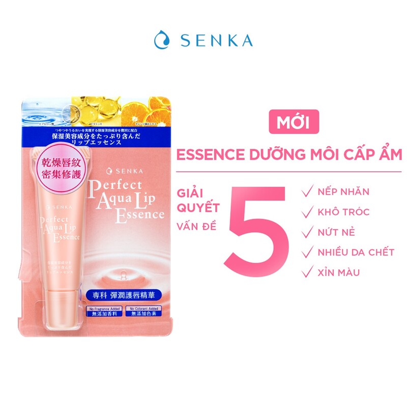 Son Dưỡng Senka Perfect Aqua Lip Essence Cấp Ẩm & Ngừa Khô, Nẻ Môi 10g