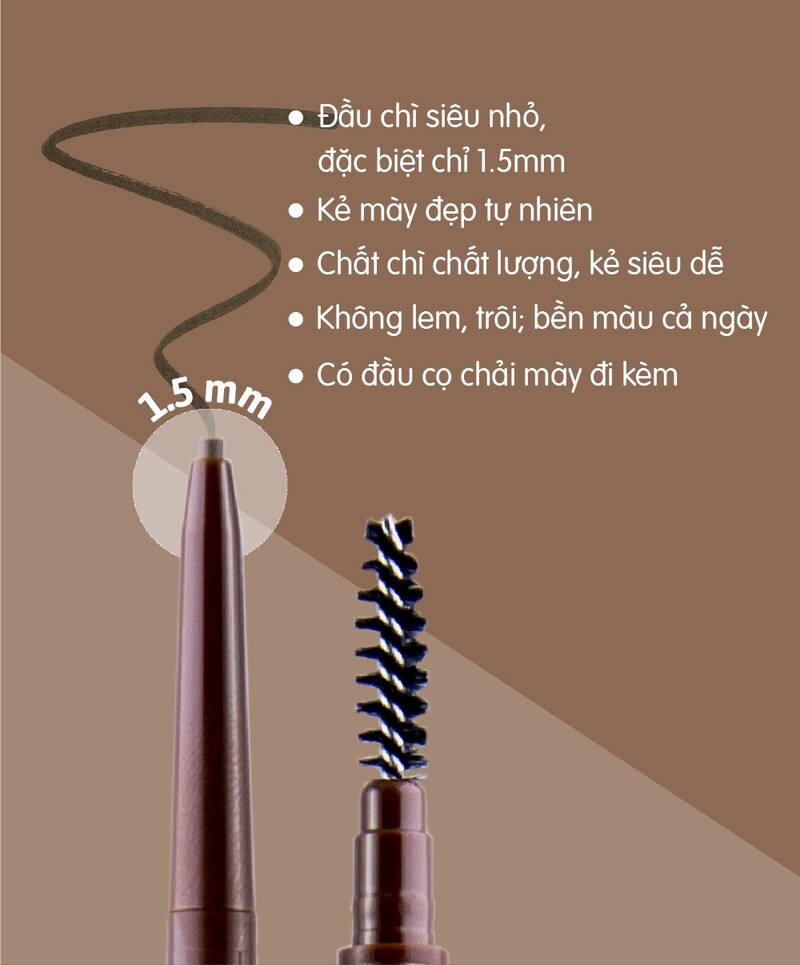 Chì Kẻ Mày Skinny Brow Pencil #06 Coffee Brown Siêu Mảnh 0.05g