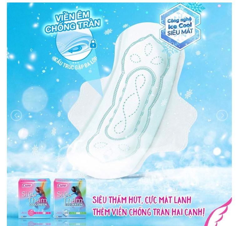 Băng Vệ Sinh Diana Siêu Thấm Cool Fresh Cánh 8 miếng