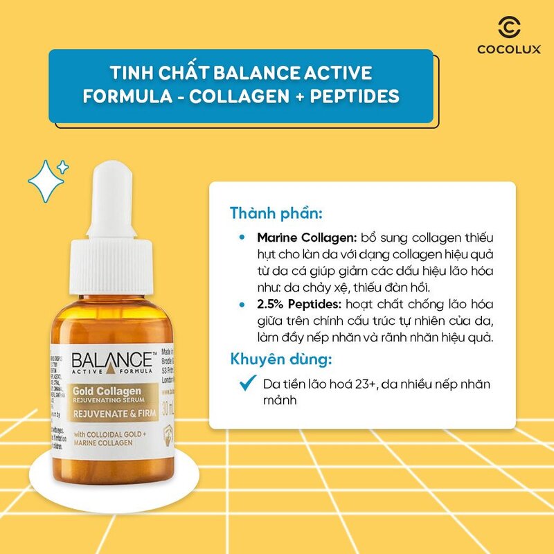 Serum Balance Active Formula Gold Collagen Trẻ Hóa Làn Da 30ml