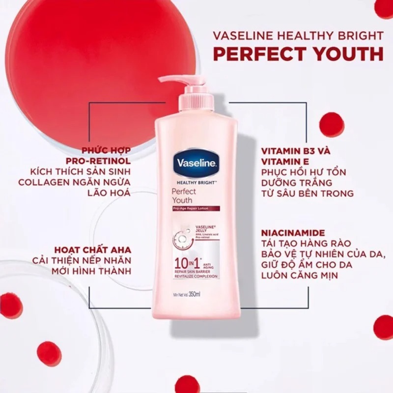 Sữa Dưỡng Thể Vaseline Trắng Da Điểm 10 200ml