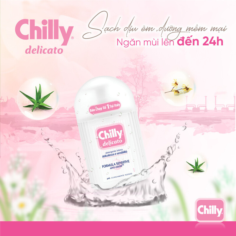 Dung Dịch Vệ Sinh Chilly Delicato Sạch Dịu Êm 200ml (Hồng)