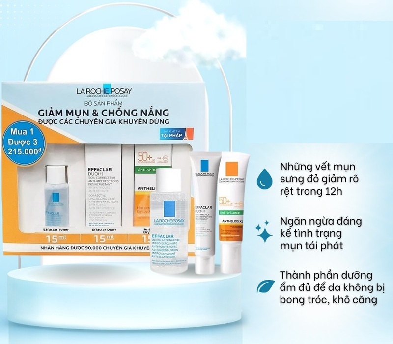 Bộ Sản Phẩm Laroche-Posay Giảm Mụn Chống Nắng 15ml