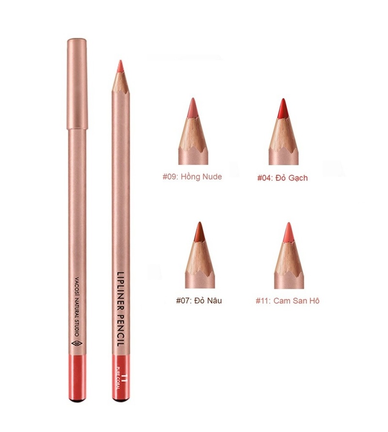Chì Kẻ Môi Vacosi 09-Dust Pink Màu Hồng Nude 3g