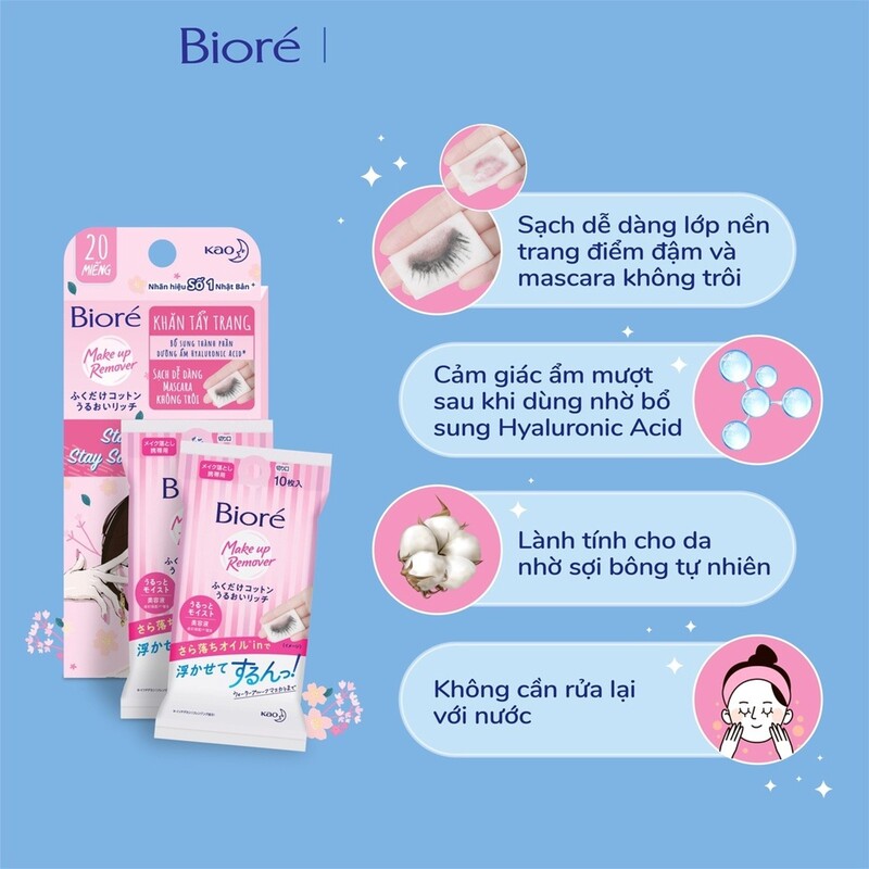 Khăn Giấy Tẩy Trang Biore Dưỡng Ẩm 20 PCS