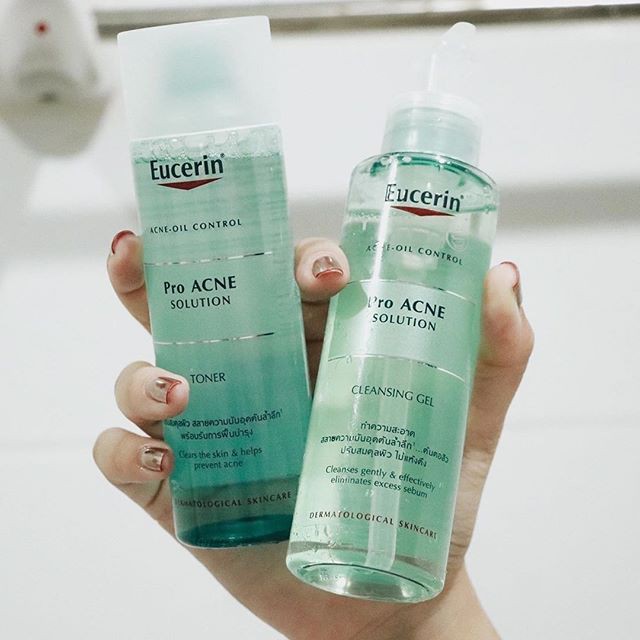 Bộ Sản Phẩm Eucerin Gel Rửa Mặt Làm Sạch Sâu Cho Da Mụn ProAcne Cleansing Gel 200ml & Toner Da Mụn 200ml