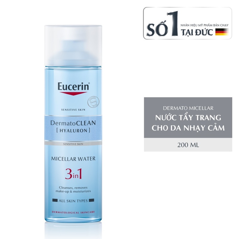 Nước Tẩy Trang Eucerin DermatoCLEAN Micellar Water 3in1 Dịu Nhẹ Cho Da Nhạy Cảm 200ml