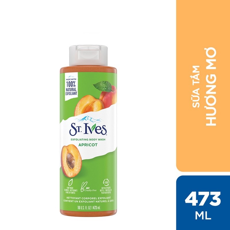 Sữa Tắm St.Ives Tẩy Da Chết Chiết Xuất Mơ Tẩy Tế Bào Chết 473ml