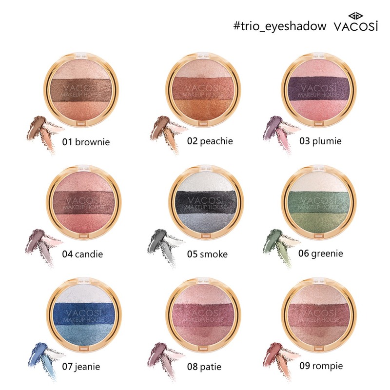 Phấn Mắt Vacosi Trio Eyeshadow 3 Màu Smokie 5g
