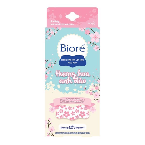 Miếng Dán Bioré Lột Mụn Mũi Hương Hoa Anh Đào 4PCS