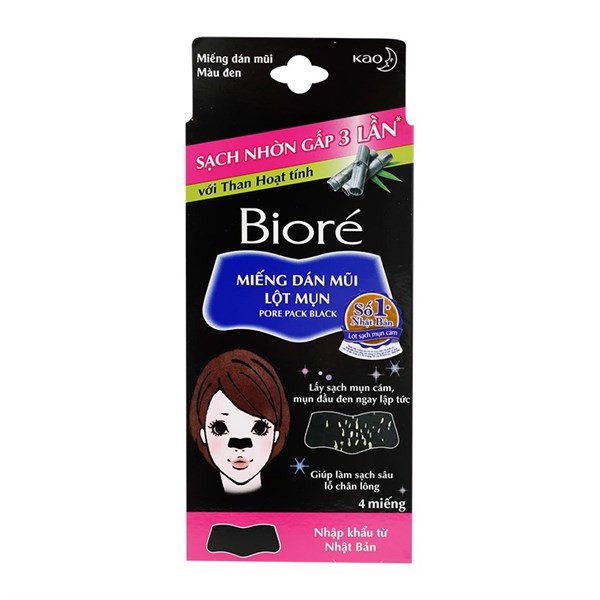Miếng Dán Bioré Lột Mụn Mũi Than Hoạt Tính 4PCS