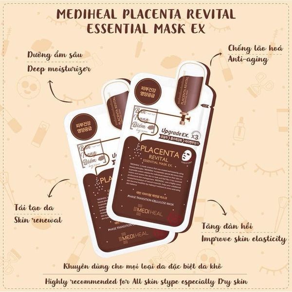 Mặt nạ Mediheal Upgrade EX X3 - Placenta Revital Essential Mask Ex 1 PCS 
