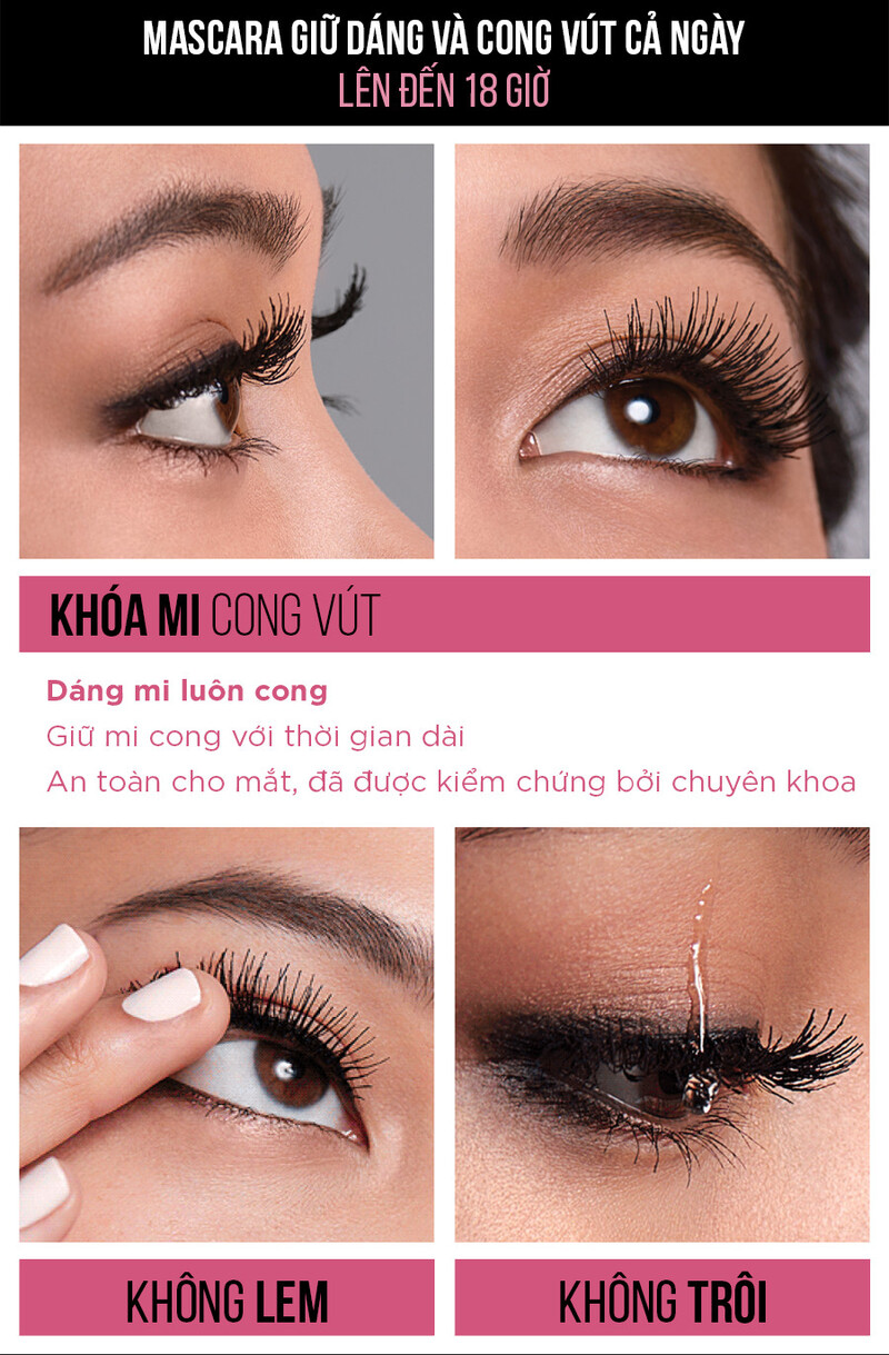 ​​Mascara Maybelline Hyper Curl Waterproof Làm Dài, Dày Và Cong Mi mini 4.5ml