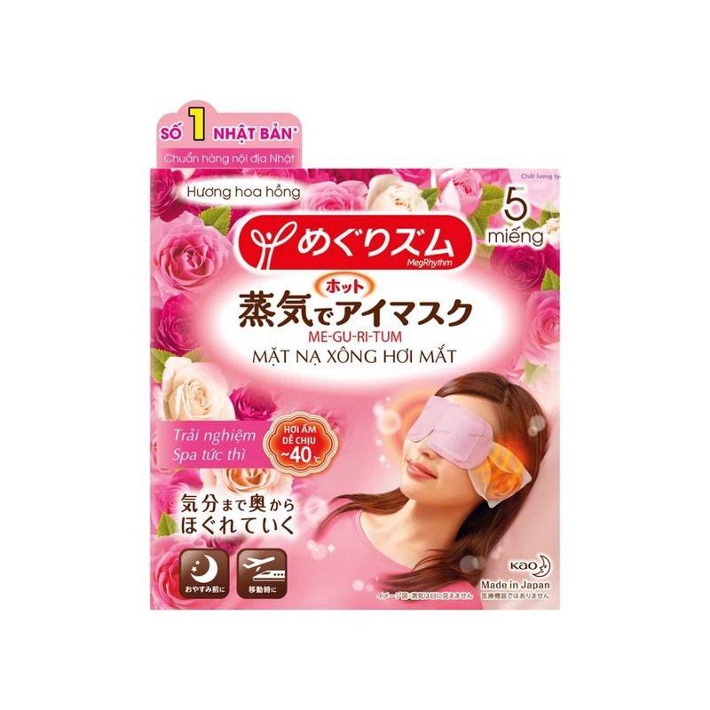 Mặt Nạ Xông Hơi Mắt MegRhythm Hương Hoa Hồng 5 Miếng Steam Eye Mask
