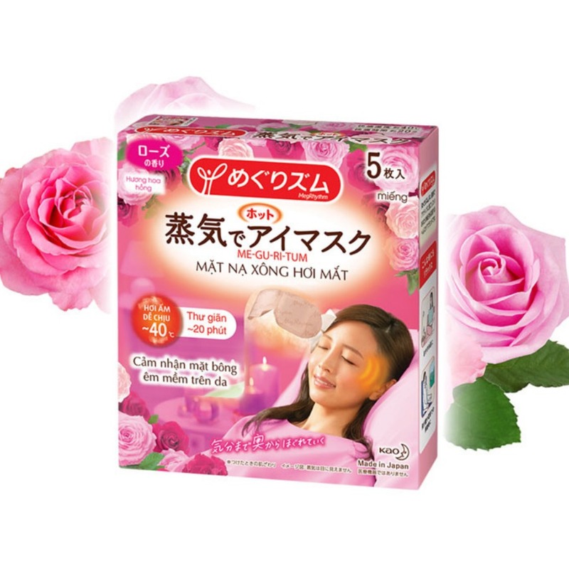 Mặt Nạ Xông Hơi Mắt MegRhythm Hương Hoa Hồng 5 Miếng Steam Eye Mask