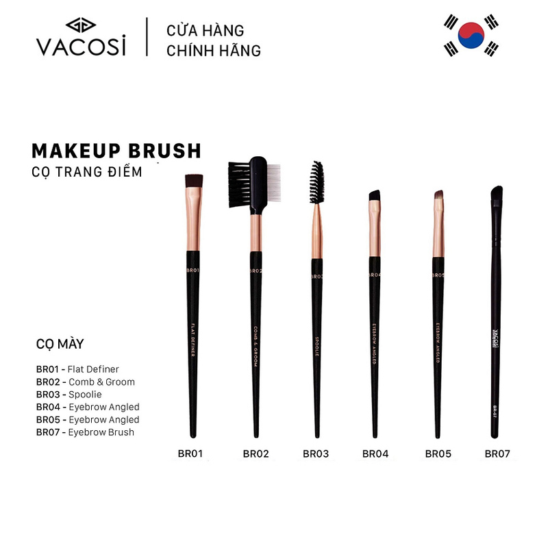 Cọ Tán Mày Vacosi Eyebrow Angled Brush Đầu Mềm BR-07