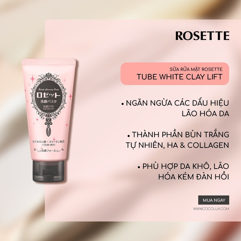 Sữa Rửa Mặt Rosette Bùn Trắng Chống Lão Hóa 25g
