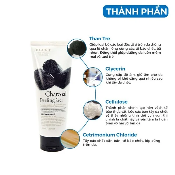 Tẩy Tế Bào Chết Arrahan Than Hoạt Tính 180ml (NEW)