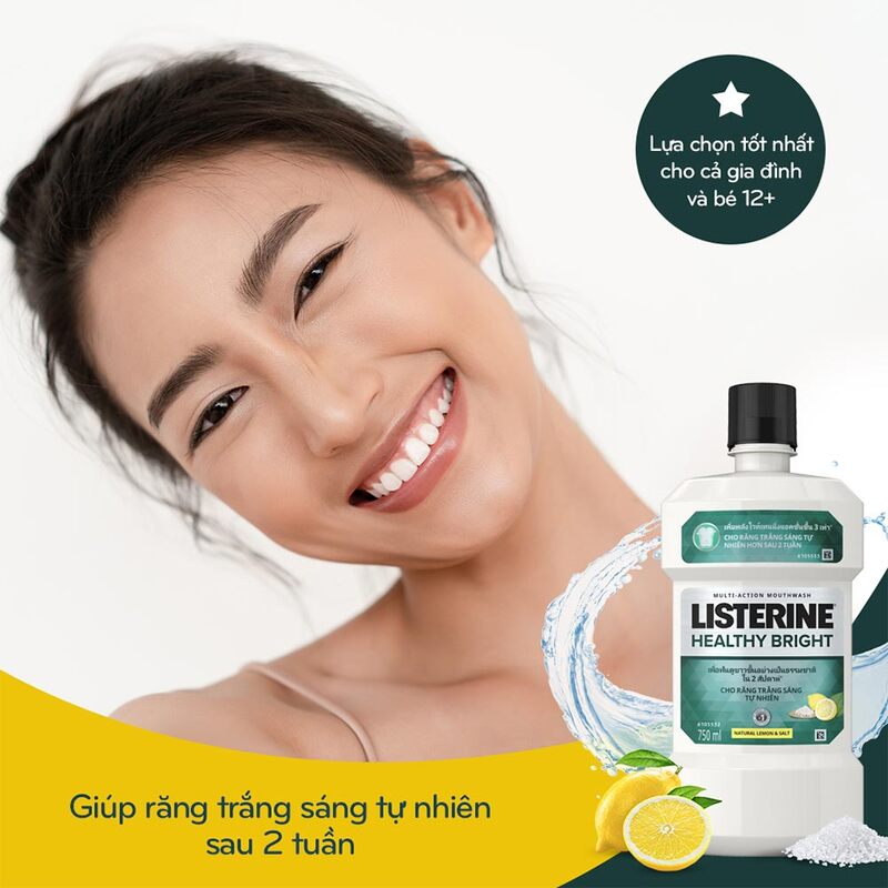 Nước Súc Miệng Listerine Healthy Bright (250ml)