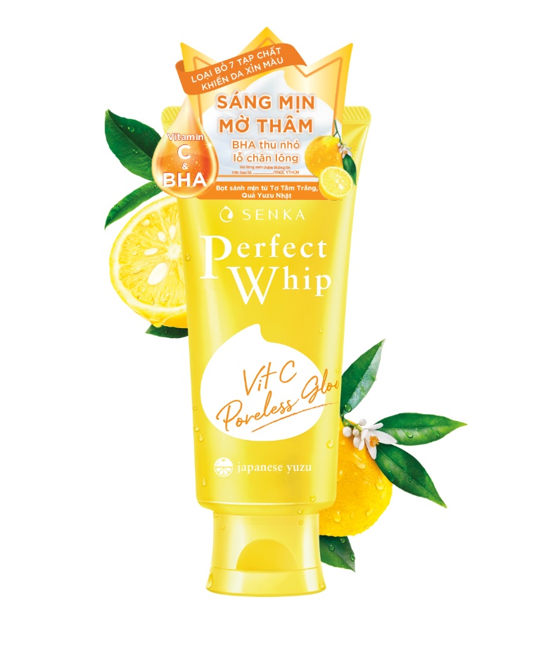 Sữa Rửa Mặt Senka Perfect Whip Vitamin C Poreless Glow Làm Sáng Da 100g
