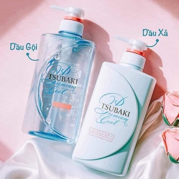 Bộ Gội Xả Tsubaki Premium Cool Set Sạch Dầu Mát Lạnh (Xanh) New 490ml