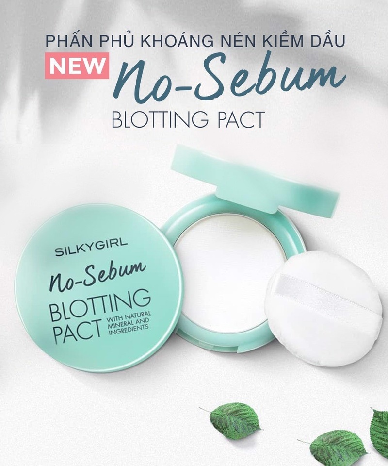 Phấn Phủ Silkygirl No-Sebum Blotting Pact Natural Không Màu Dạng Nén Kiềm Dầu 7g
