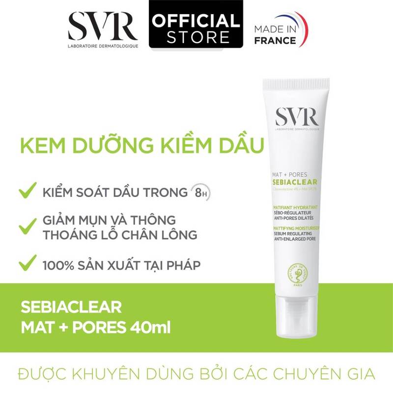 Kem Dưỡng SVR Giảm Mụn Se Khít Lỗ Chân Lông Mat + Pores 40ml
